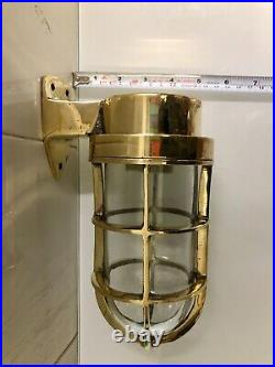 Vintage Patio Home Decoration Brass Wall Nautical Sconce Light Fixture Red Glass