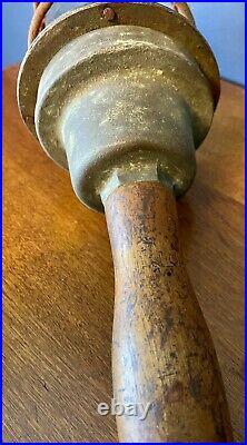 Vintage Pauluhn Brass Ship Drop Light Explosion Proof Wood Handle Glass Cover