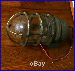 Vintage Pauluhn Sconce Nautical Salt Water Industrial Light Cage Clear GLASS