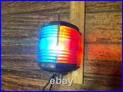 Vintage Perko Brass Bow Light, Red/blue-green Glass Led Easy Mount Nice Patina