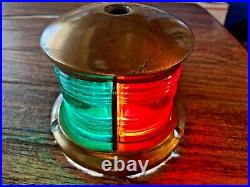 Vintage Perko Heavy Cast Bronze Bow Light, Red/green Lens New Socket/led 8 Long