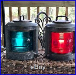 Vintage Perko Port Pair of Starboard Marine Lanterns Red and Green Lights