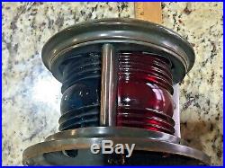 Vintage Perko Prewar Soup Can Bronze Bow Light Red/green Glass Lens Great Patina
