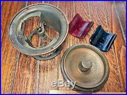 Vintage Perko Prewar Soup Can Bronze Bow Light Red/green Glass Lens Great Patina