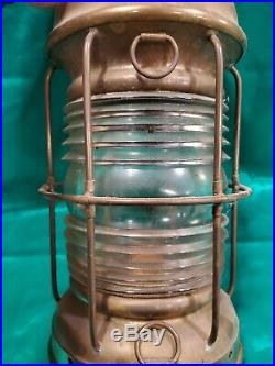 Vintage Perko Ships Lantern Anchor Light with Clear Fresnel Lens