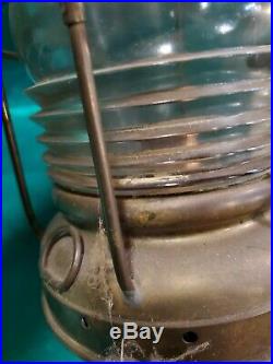 Vintage Perko Ships Lantern Anchor Light with Clear Fresnel Lens