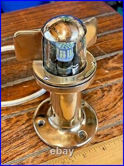 Vintage Perko Steaming Light Raked Bronze Mount, Glass Lens New Wire, Led, Seals
