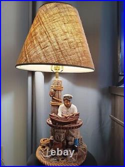 Vintage Peter Apsit Nantucket Originals Nautical Sea Captain Chalkware Lamp