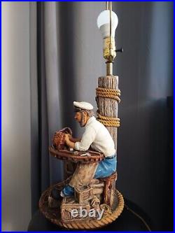 Vintage Peter Apsit Nantucket Originals Nautical Sea Captain Chalkware Lamp