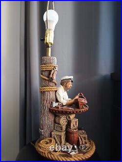 Vintage Peter Apsit Nantucket Originals Nautical Sea Captain Chalkware Lamp