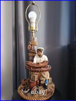 Vintage Peter Apsit Nantucket Originals Nautical Sea Captain Chalkware Lamp