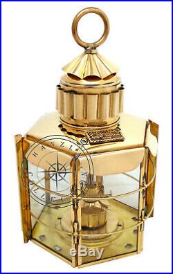 Vintage Polished Brass Oil Lamp Ship Lantern 15 Nautical Maritime Cargo Light