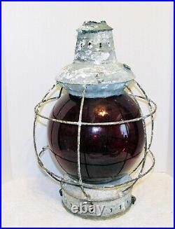 Vintage Rare Red J. Barre & Co. Ships Nautical Marine 19 1/2 Onion Lamp Galvaniz
