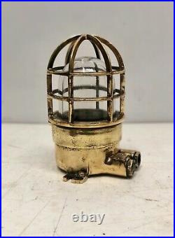 Vintage Reclaimed Original Brass Ceiling Mount Marine Bulkhead Light Fixture