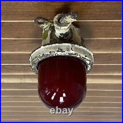 Vintage Red Globe Unpolished Ceiling Light