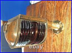 Vintage Removable Brass Bow Light, Red/green Glass Lens New Wire & Led
