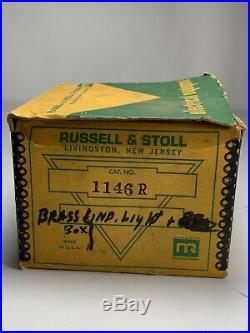 Vintage Russell & Stoll 1146R Brass Junction Box Red Light Nautical Ship with Box