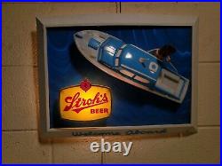 Vintage STROH's Lighted Nautical Themed Welcome Aboard Beer Sign