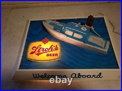 Vintage STROH's Lighted Nautical Themed Welcome Aboard Beer Sign