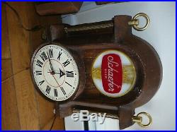 Vintage Schaefer Beer Nautical Light Set With Clock Red Green free shipping