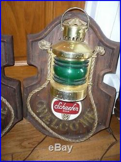 Vintage Schaefer Beer Nautical Light Set With Clock Red Green free shipping