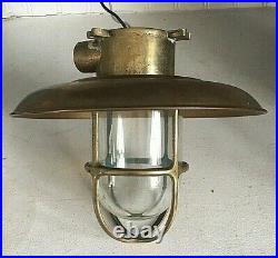 Vintage Ship Engine Room Ceiling Light withBrass Deflector Cover Shade