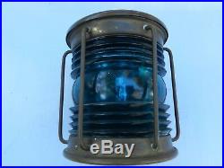 Vintage Ship Light Blue/Green glass Brass Humidor