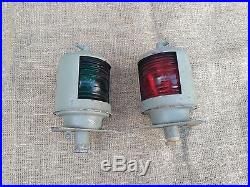 Vintage Ship Red Green Glass Electified Boat Lights Maritime Nautical 1975