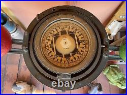 Vintage Ship's Compass Brass Binnacle Hood Ritchie Nautical Marine Light Decor