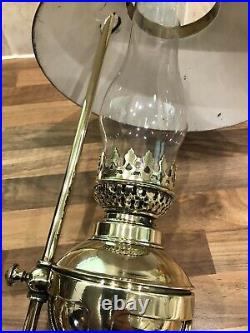 Vintage Ships Brass Bulkhead Lamp Light Shade & Funnel Maritime Nautical Boat