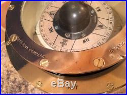 Vintage Ships Compass. Light Brass Marine Boat Yacht Nautical