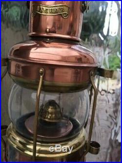 Vintage Ships Light Anchor Lantern Copper Brass Lamp Boat Yacht Nautical Marine