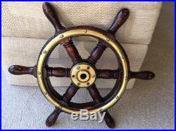 Vintage Ships Wheel. Light Wood. Brass Wood Boat Yacht Marine Nautical