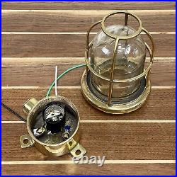 Vintage Short Globe Brass Maritime Ceiling Light