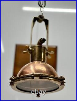 Vintage Smooth Copper and Brass Antique Shopping Ceiling Chandelier Lamp