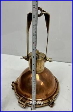 Vintage Smooth Copper and Brass Antique Shopping Ceiling Chandelier Lamp