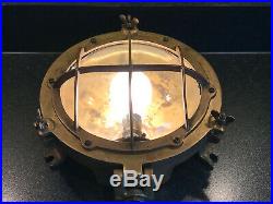 Vintage Solid Brass Ships Bulkhead Light Lamp Working Nautical Marine Lighting