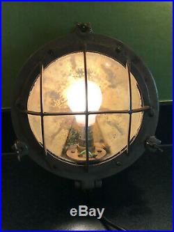 Vintage Solid Brass Ships Bulkhead Light Lamp Working Nautical Marine Lighting