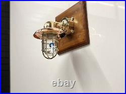 Vintage Solid Brass Swan Maritime Sconce Light with Copper Shade & Junction Box