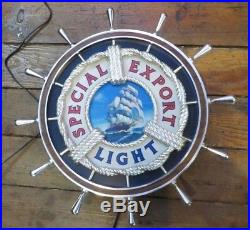 Vintage Special Export Light Lighted Beer Sign 20 Nautical Ship Wheel Sailing