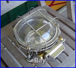 Vintage Stainless Steel Nautical Ship's Ceiling Dome Light Rewired (Lot M)