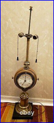 Vintage Stiffel Nautical Style 2 Light Lamp with Clock and Barometer 38 Inches