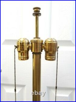 Vintage Stiffel Nautical Style Bronze & Oak 2 Light Lamp withClock & Barometer