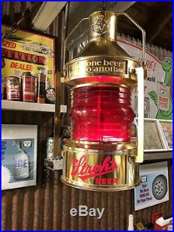 Vintage Stroh's Beer Hanging Motion lamp lighted beer sign Nautical Works