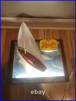Vintage Stroh's Beer Nautical Sail Boat Lighted Sign Bar Advertising