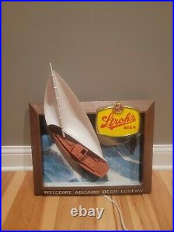 Vintage Stroh's Beer Nautical Sail Boat Lighted Sign Bar Advertising