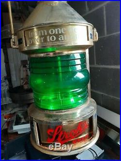 Vintage Strohs Advertising Motion Beer Sign Light Lantern Bar Pub Nautical