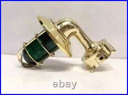 Vintage Style Brass Antique Nautical Wall Light with Junction Box Green Glass