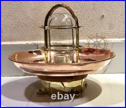 Vintage Style Decoration Replica Brass Metal Bulkhead Ceiling Light Fixture Glas