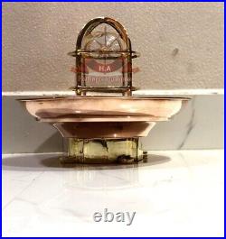 Vintage Style Decoration Replica Brass Metal Bulkhead Ceiling Light Fixture Glas